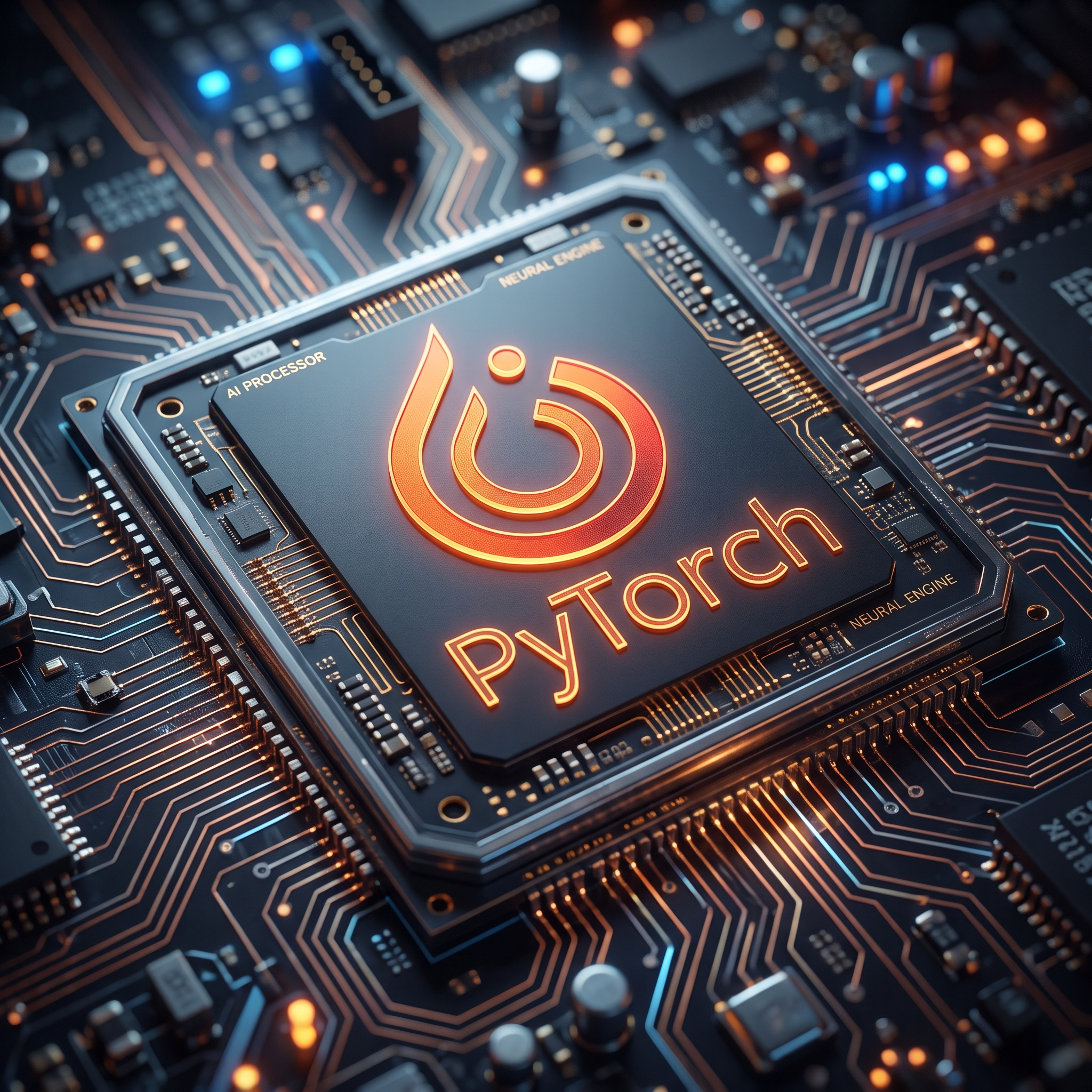 Chip de IA y logotipo de PyTorch